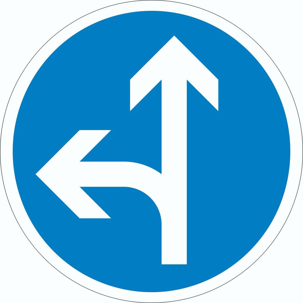 Aufkleber Kreis Fahrtrichtung geradeaus oder links Symbol Ø100mm