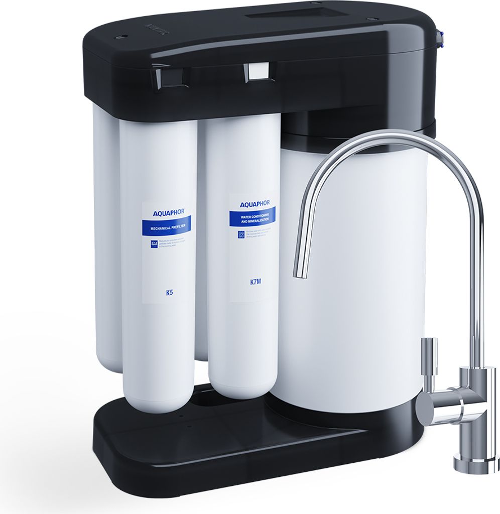 AQUAPHOR RO-102S Umkehrosmoseanlage mit 1 Wege Wasserhahn Trinkwasserfilter Reverse Osmosis System 100 GPD Membran für 380 Liter am Tag