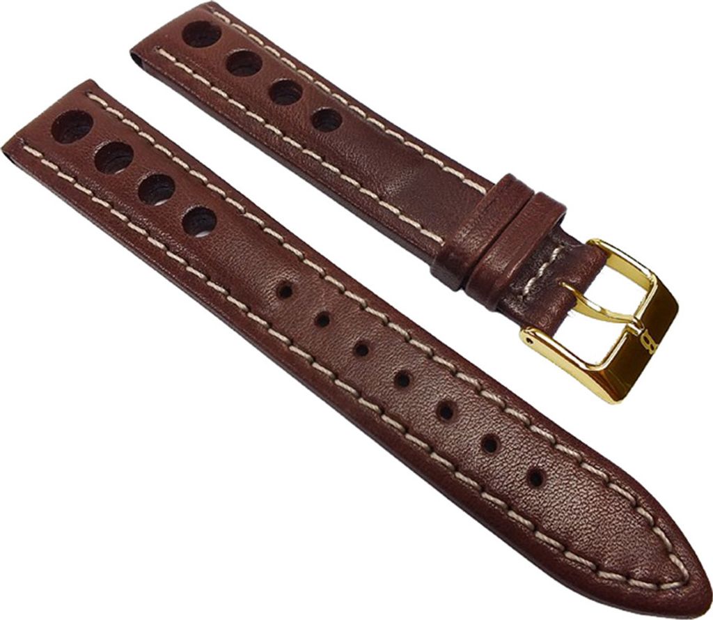 Racing Ersatzband Uhrenarmband Leder mit Lochmuster Braun 22202G, Stegbreite:18mm
