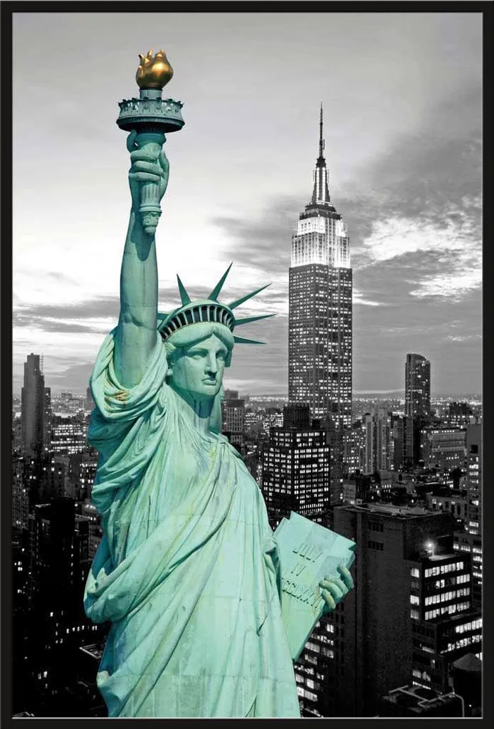 Cadre Photo New York Statue de la Liberté Vitre Acrylique Anti-Casse Noir