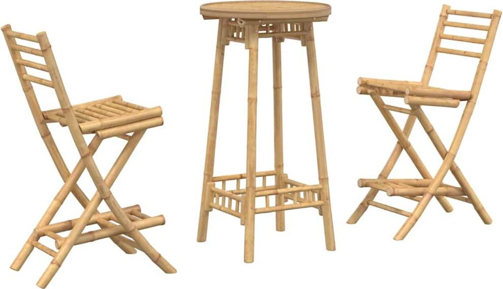 vidaXL 3-tlg. Outdoor-Bar-Set Klappbar Bambus