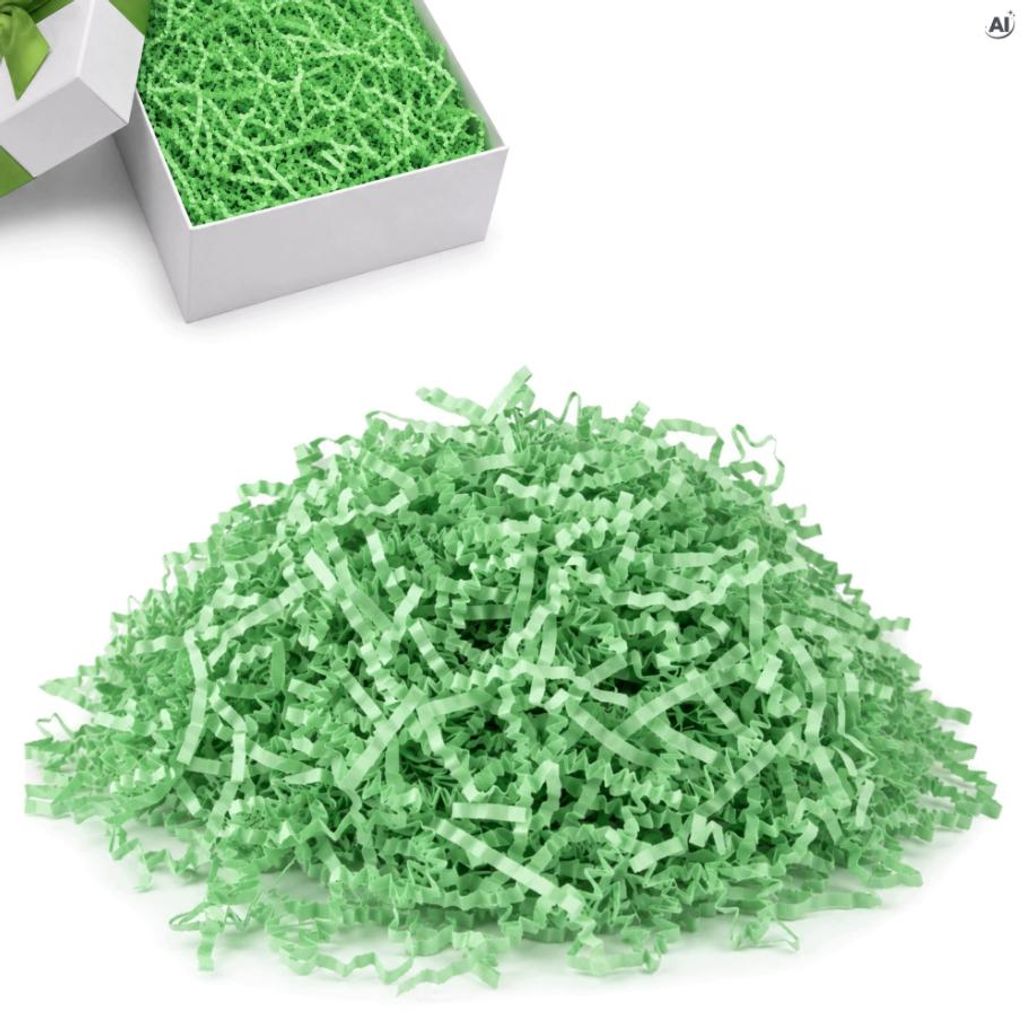 Grüne Papierfüllmaterial 100 g – Dekofüllung für Geschenkkörbe, Boxen & Pakete