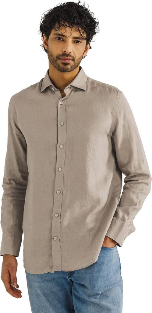State of Art Regular Fit Hemd braun Leinen