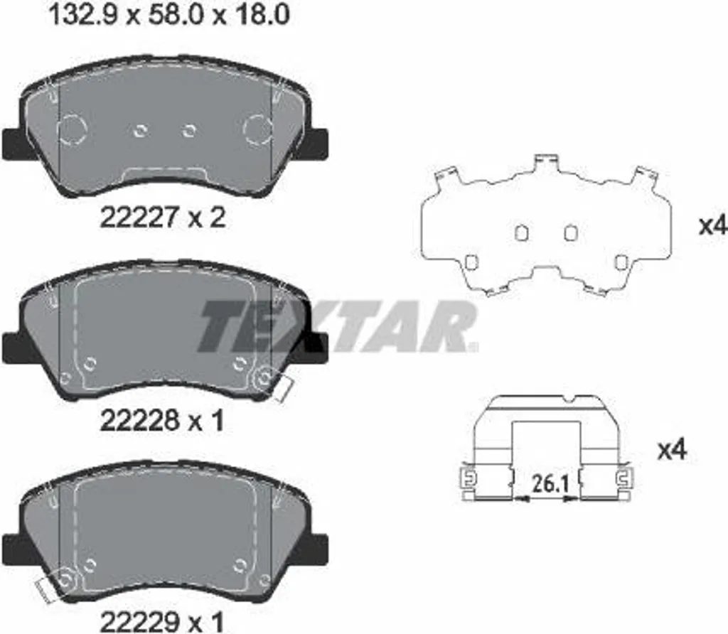 Jeu de plaquettes de frein à disque TEXTAR 2222701 pour Hyundai i20