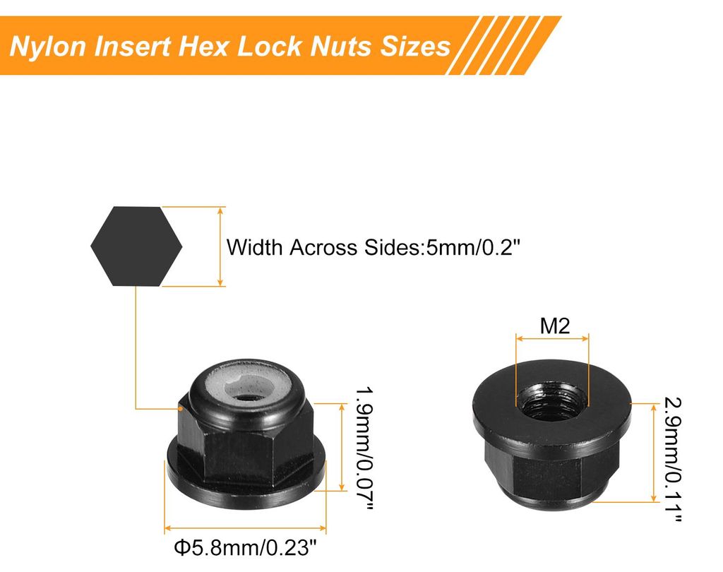 10Stk Nylon Einsatz Sechskant Sperre Muttern - M2 x 0.4mm Aluminum Legierung Selbstsichernde Mutter Eloxieren Flansch Sicherungsmutter fš¹r Befes...