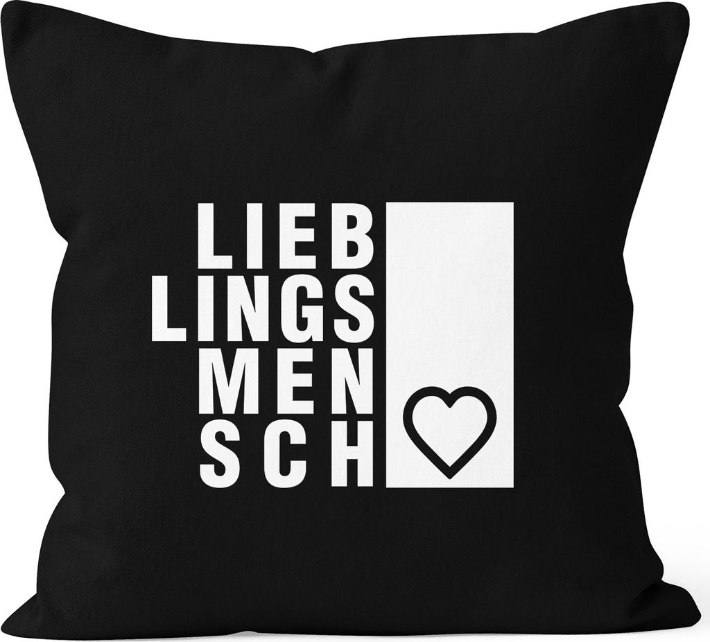 Kissenbezug Lieblingsmensch Geschenk Freundschaft Partner Freundin Moonworks schwarz 40cm x 40cm