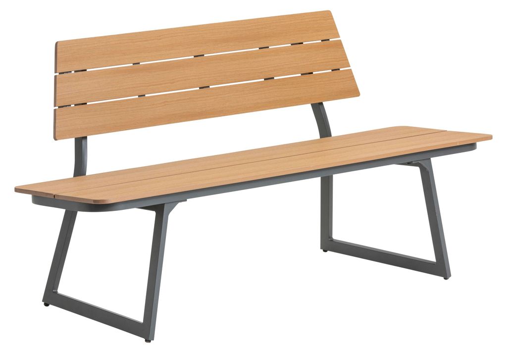 Dehner Gartenbank Merida, 2-Sitzer, Sitzhöhe 45 cm, ca. 160 x 82 x 60 cm, Aluminium / Kunststoff, anthrazit / braun