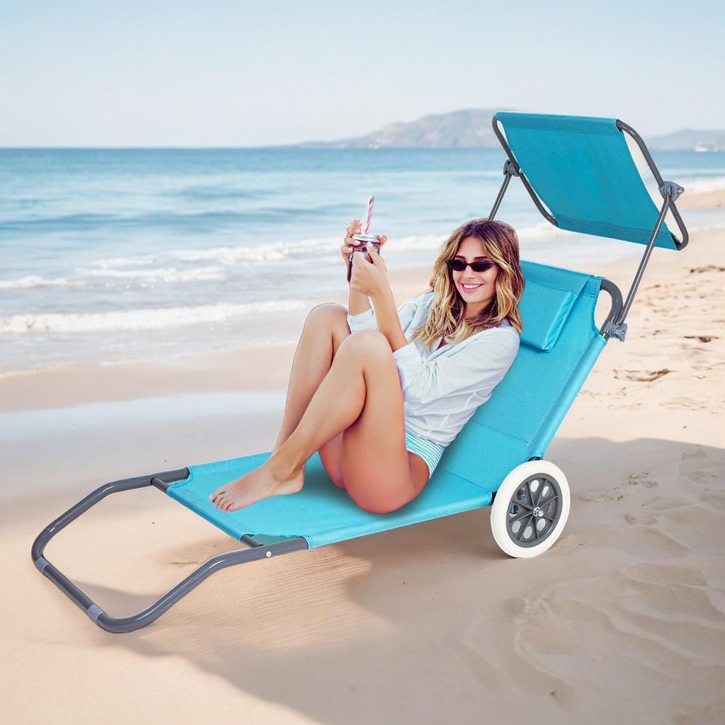 Leżak z daszkiem na kółkach wózek plażowy na plażę Zdjęcie produktu 