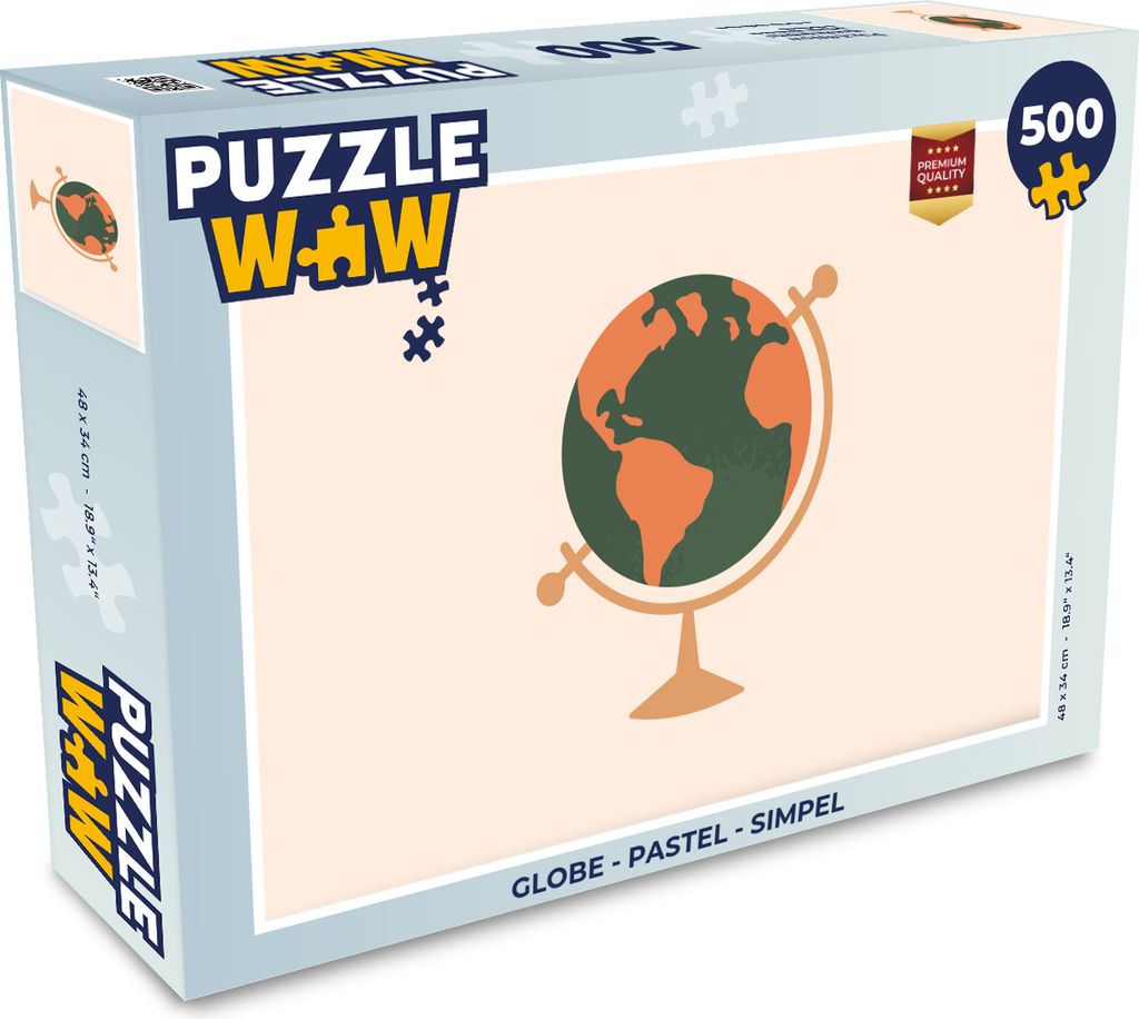 MuchoWow Puzzle 500 Teile Globus - Pastell - Einfach - 500 Teile - Kinder - Selberbauen - Puzzlespiele