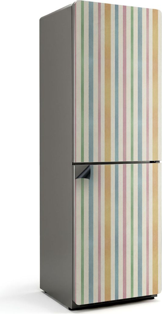 Streifen in zarten Tönen – Magnetische Kühlschrank Abdeckung – Dekorfolie magnetisch Küche – Kühlschrank Magnet Deko – selbstklebende M...