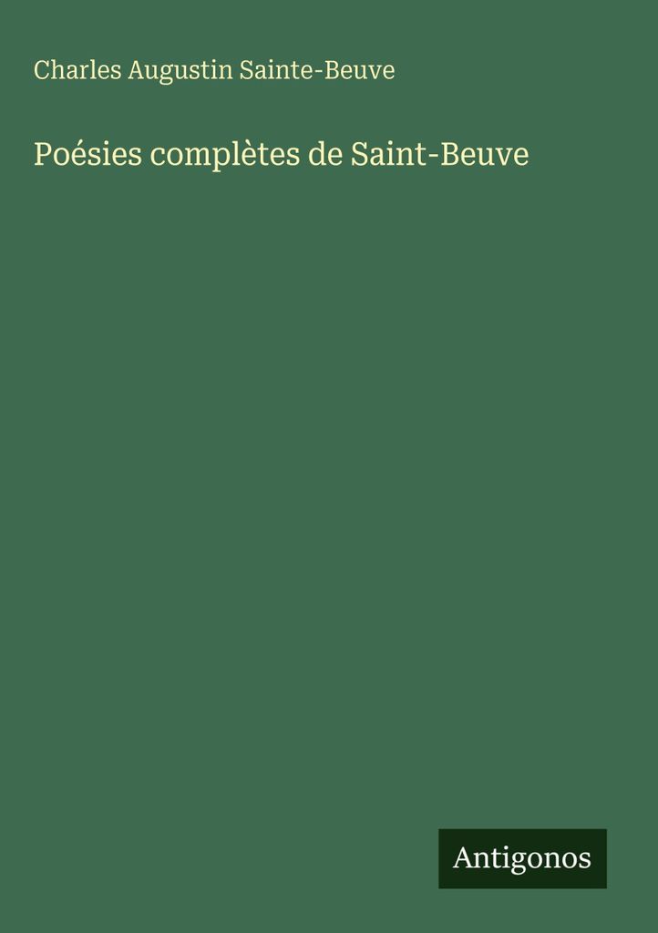 Poésies complètes de Saint-Beuve