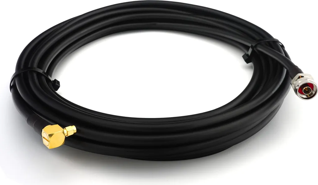 Cavo coassiale SMA maschio ad angolo retto a N maschio esagonale 5 m IP67 - LMR400 UF UltraFlex equivalente - 2