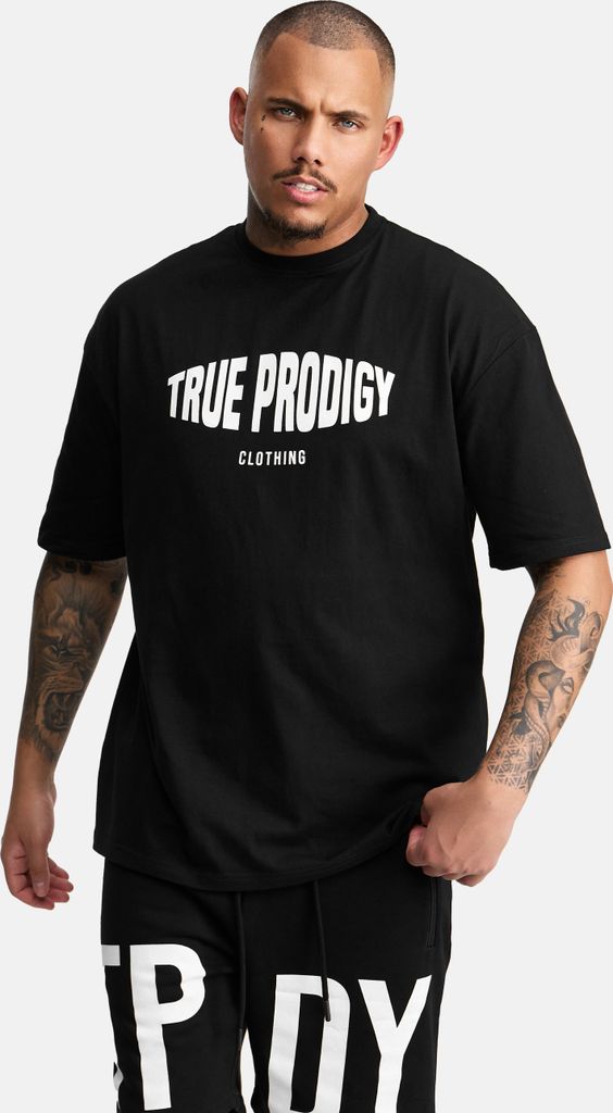 Miguel Herren Oversize-Shirt Logoprint Rundhals dicker Stoff Rundhals