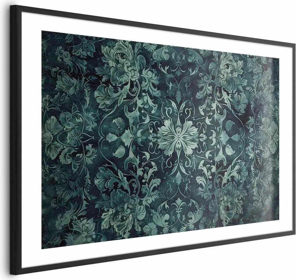 Quadro Decorativo 60x40 Motivo Tappeto Boho Chic - Cornice Nera Slim