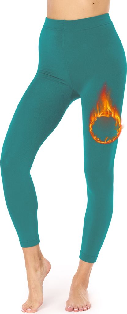 Merry Style Thermo Leggings Damen Gefütterte Thermoleggings MS-ATX-441 (Smaragd, M/L).