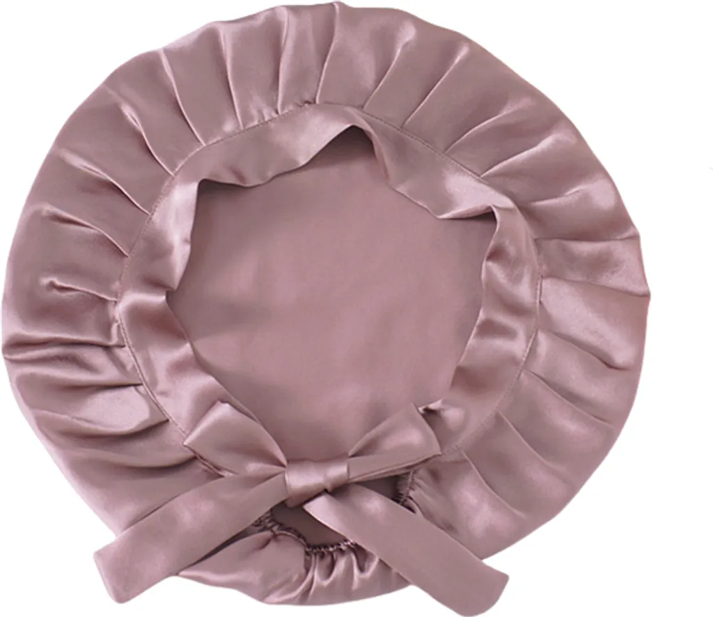INF Cuffia da notte regolabile in seta per donna, cuffia 100% seta Rosa