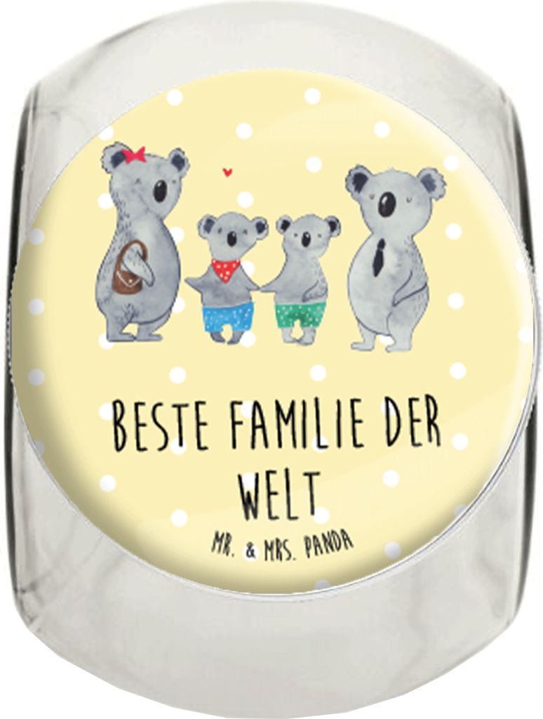 Mr. & Mrs. Panda Kaffeedose Koala Familie zwei XL 2000ml - Gelb Pastell - Geschenk, Koalabär, Bonboniere, glasbehälter, Familienzeit, Aufbewahrun...