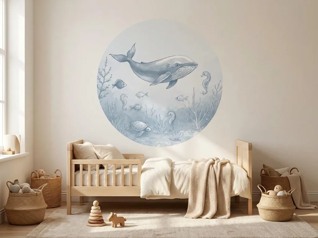 Grand sticker mural autocollant sans PVC thème océan pour enfant 120cm
