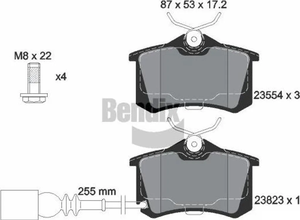 Plaquettes de frein OE 6Q0698451 BENDIX - Haute résistance thermique
