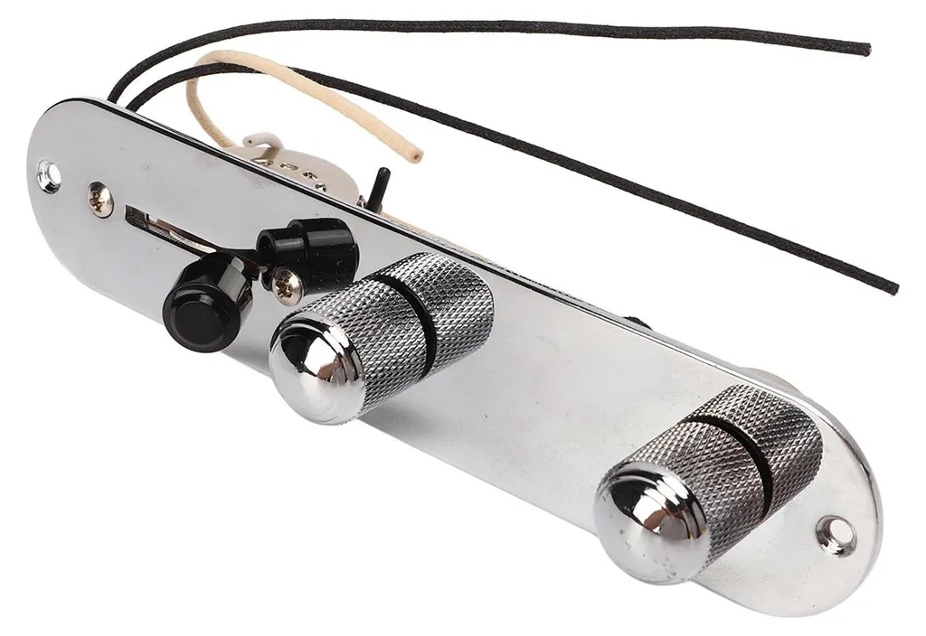 Panneau de contrôle guitare argenté avec câblage complet et boutons