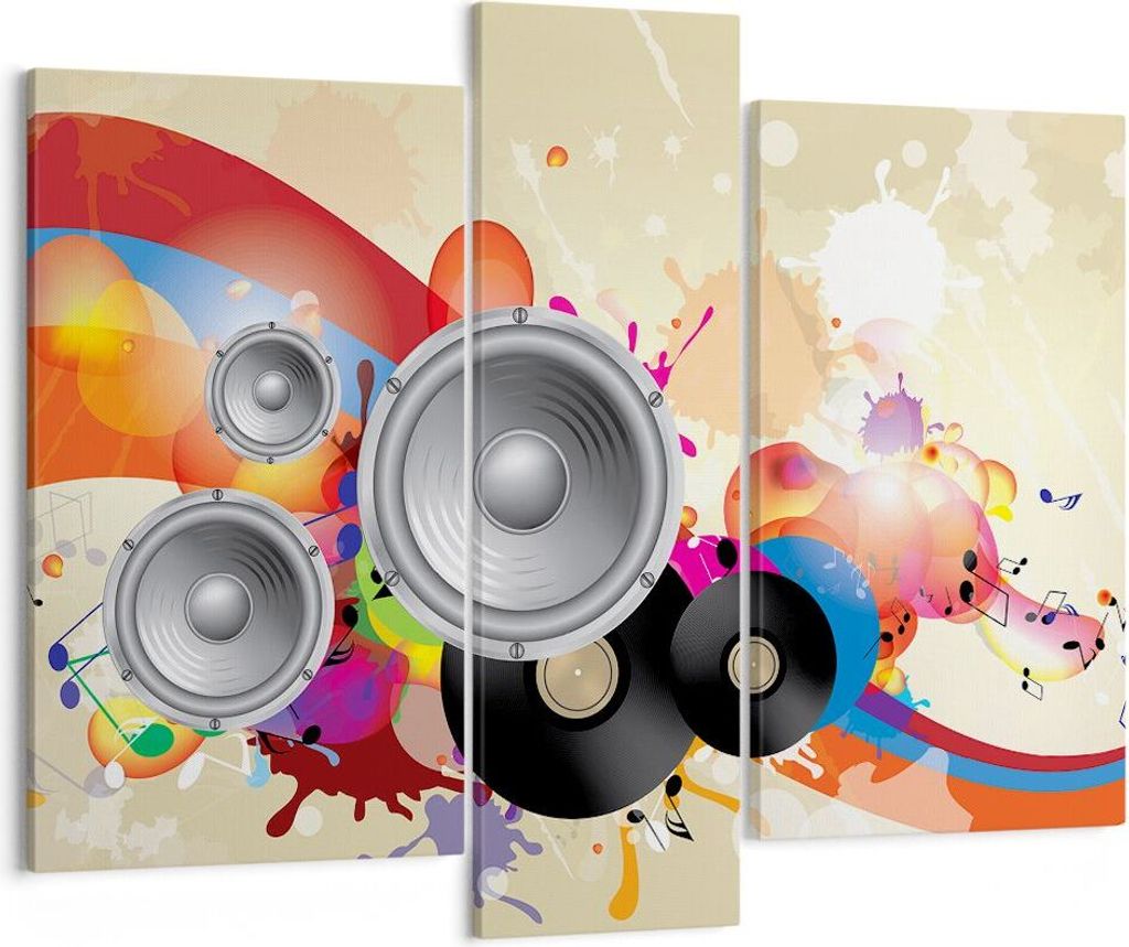 Bild auf Leinwand - Leinwandbild - Musik abstrakt Komposition Dekoration - 95x80cm - Wand Bild - Wanddeko - Leinwanddruck - Bilder - Kunstdruck - L...