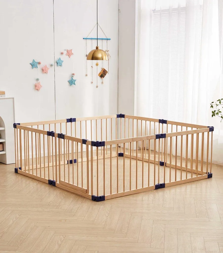 Livista Parc Bébé Pliable - Barrière de Sécurité Enfant Grise en Tissu