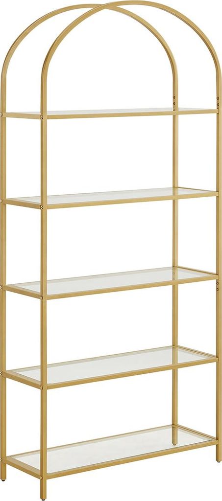 Bücherregal mit 5 Einlegeböden aus gehärtetem Glas