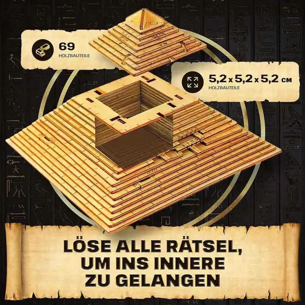 Jeu de logique Pyramide EscapeWelt en bois - Cadeau original 3D - 9