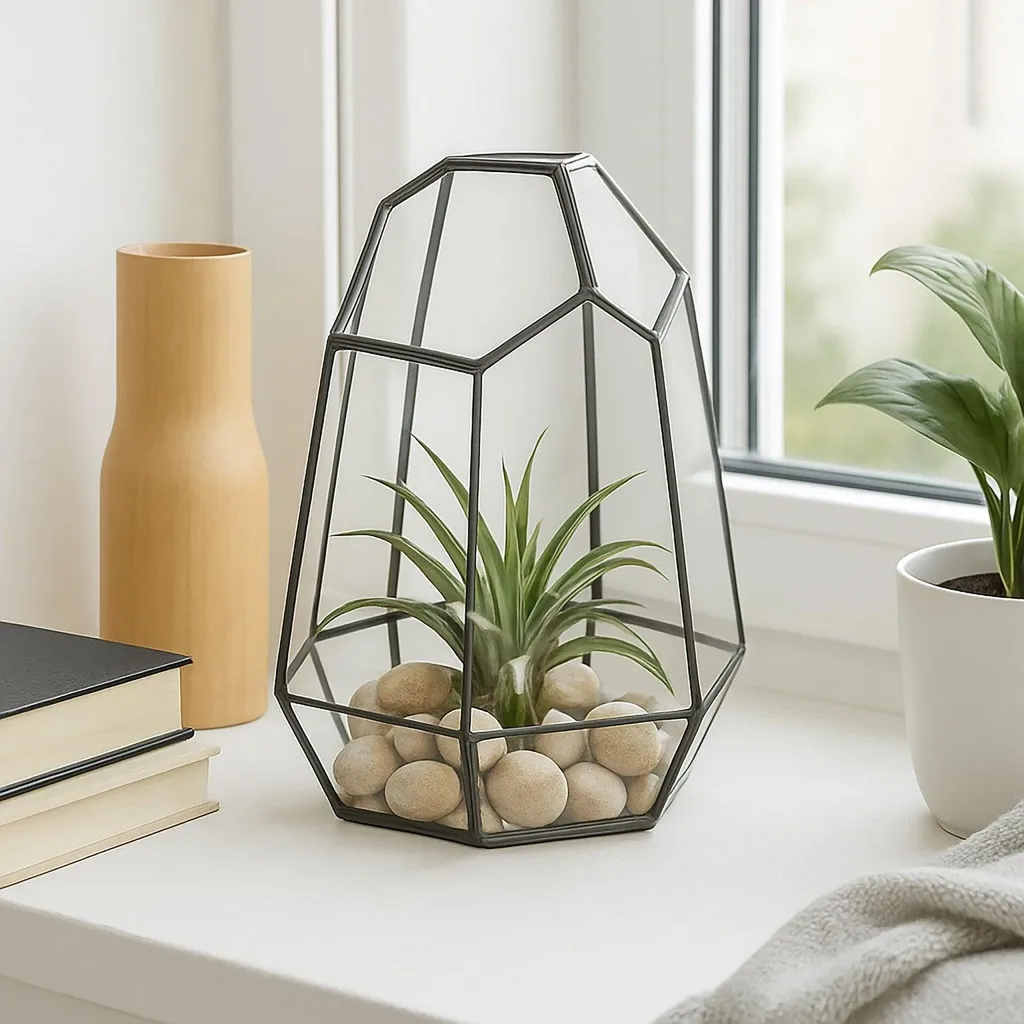 Terrarium géométrique en verre pour succulentes - Modèle Hexa 25 cm - 2