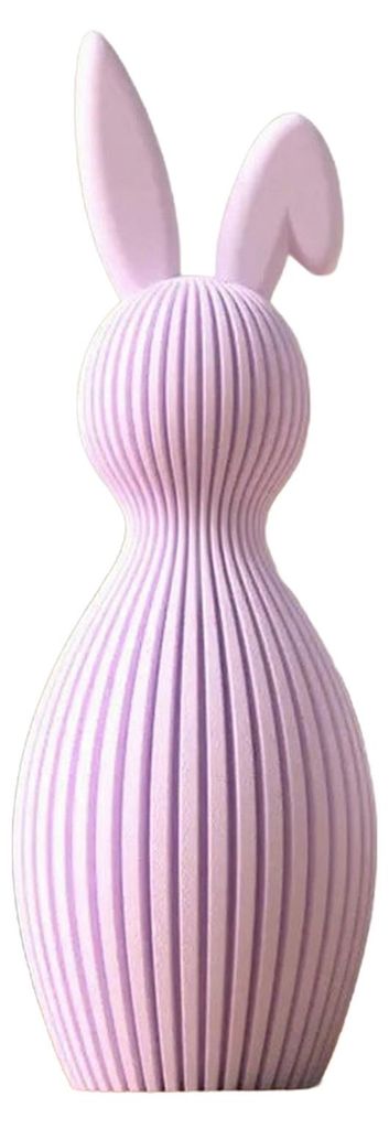 3D-gedruckte Hasenfigur mit gerippter Textur und gefalteten Ohren – ideal als Dekoration für Tisch, Regal oder Zuhause.