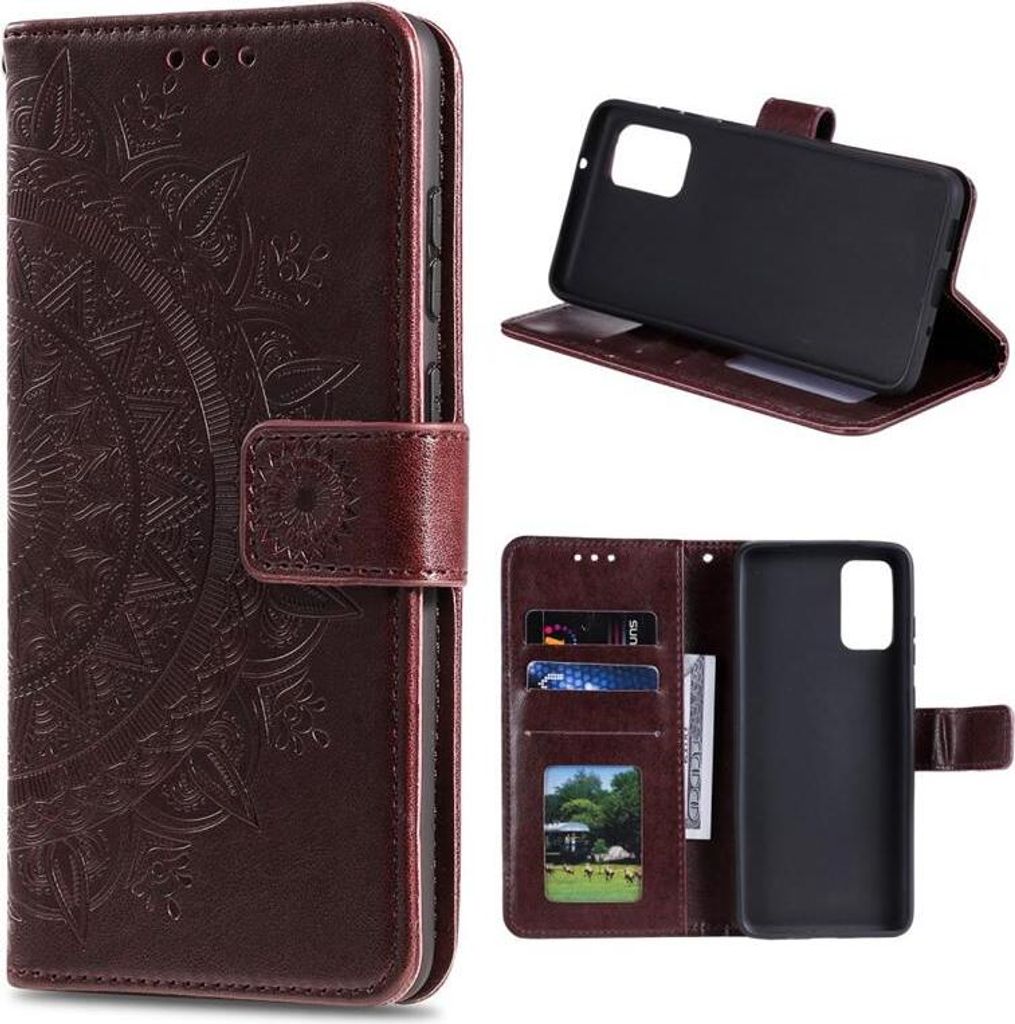 LEMAXELERS Handyhülle Für Xiaomi Mi 10T / 10T Pro – Mandala-Blumen Flip Case Aus PU Leder Mit Magnet & Ständerfunktion, Grau