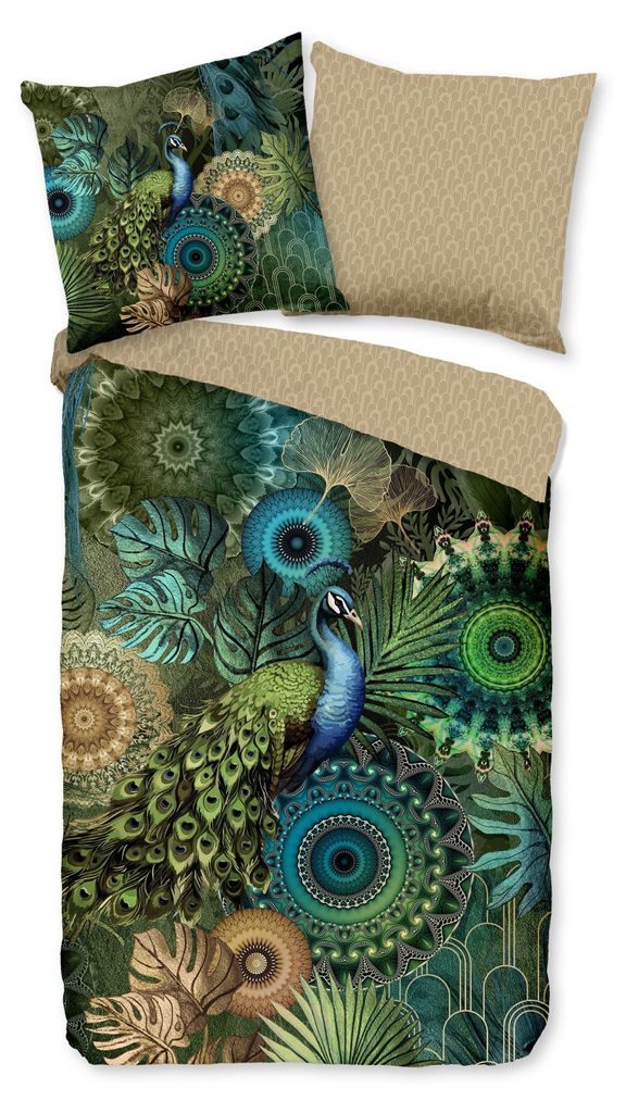 Hip Renforcé Bettwäsche - Luna -  Mandalas mit Pfau und Produktbild 