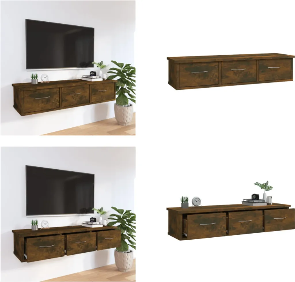 vidaXL Armadio a Muro Rovere Fumé 88x26x18,5 cm - Mobile TV Sospeso