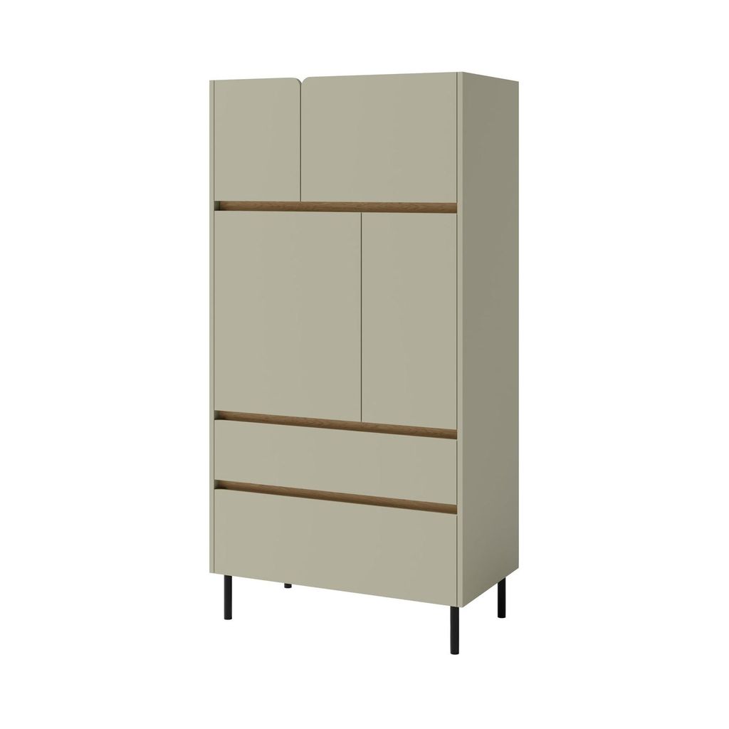 Kommode LICO 80x165x40 cm Eukalyptus, Sideboard mit 2 Schubladen und 4 Türen, Moderner Stil