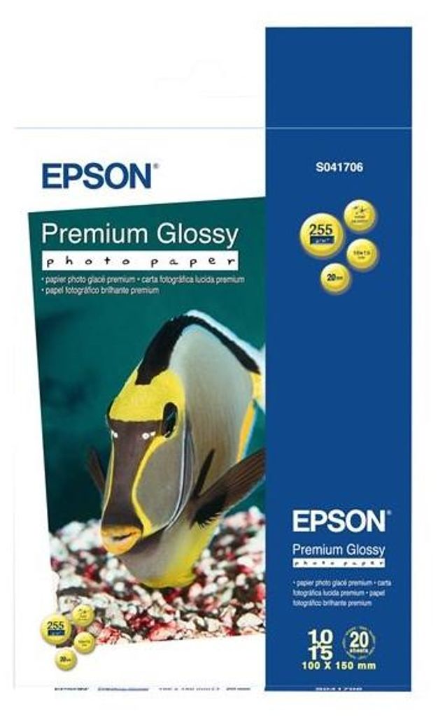 Epson Premium Glossy Photo Paper, 100 x 150 mm, 255g/msup2/sup, 20 Blatt, Glanz, 102 g, 1 Stück(e), 158 mm, 108 mm, 17 mm