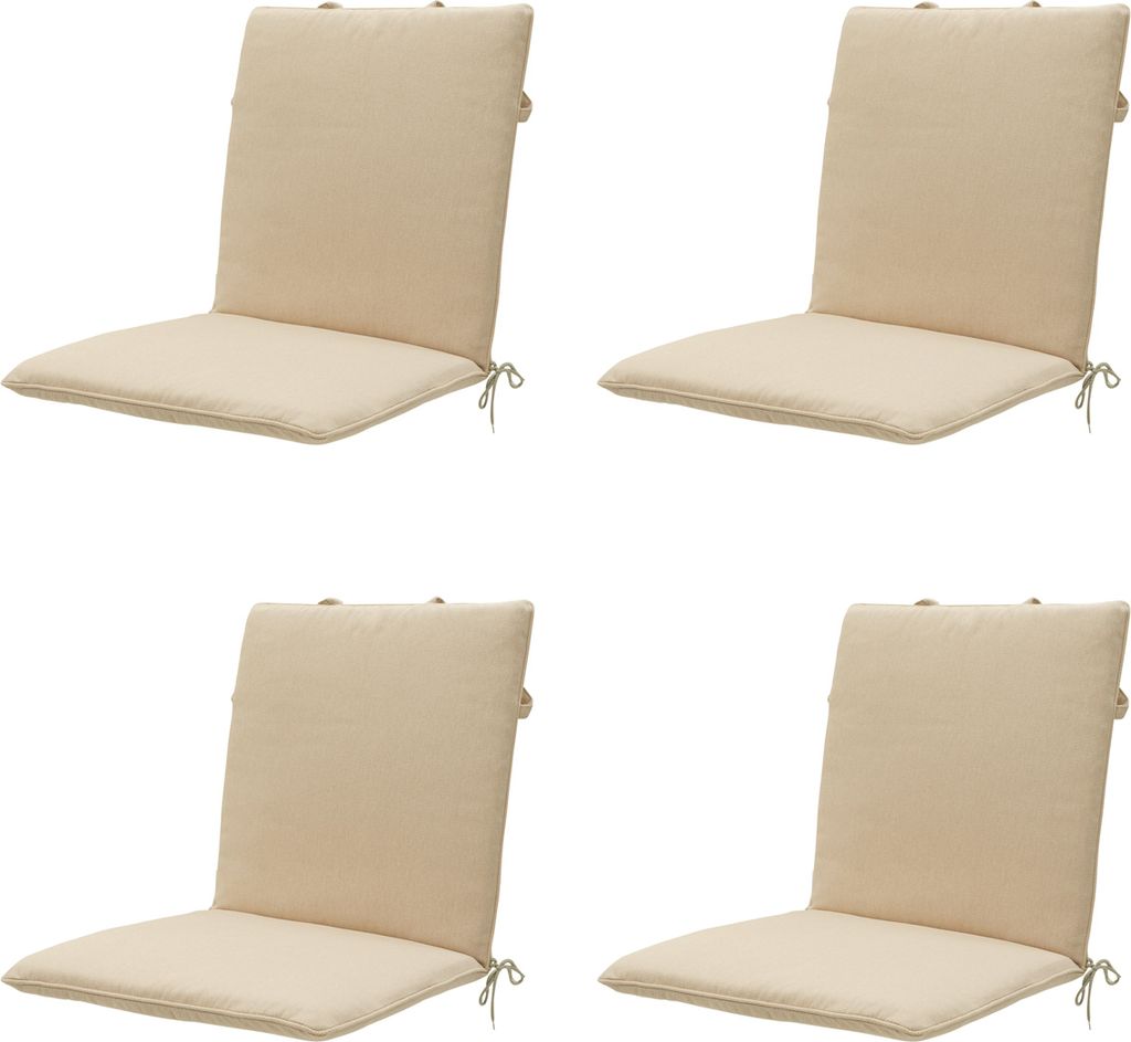 Madison – Stapelbares Stuhlkissen, Beiges Canvas Eco+ – Ca. 97x49 cm - 4er-Set