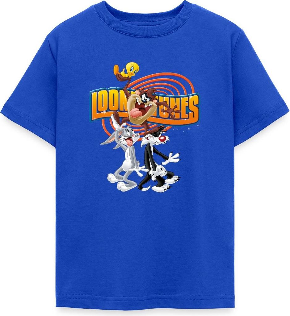 Spreadshirt Looney Tunes Bugs Bunny, Taz, Sylvester & Tweety Teenager T-Shirt, 152/164 (12-14 Jahre), Royalblau