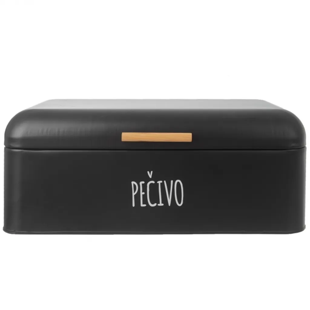 Orion Bread Box Nero 42cm | Portapane di Lusso Metallo e Legno