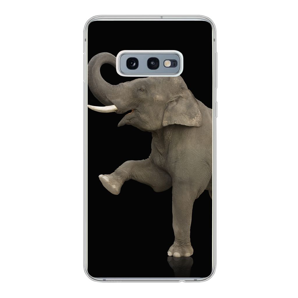 MuchoWow Handyhülle Schutzhülle Hülle für Samsung Galaxy S10e Elefant - Tiere - Schwarz - Porträt Silikon Softcase Handy Hülle - Handy