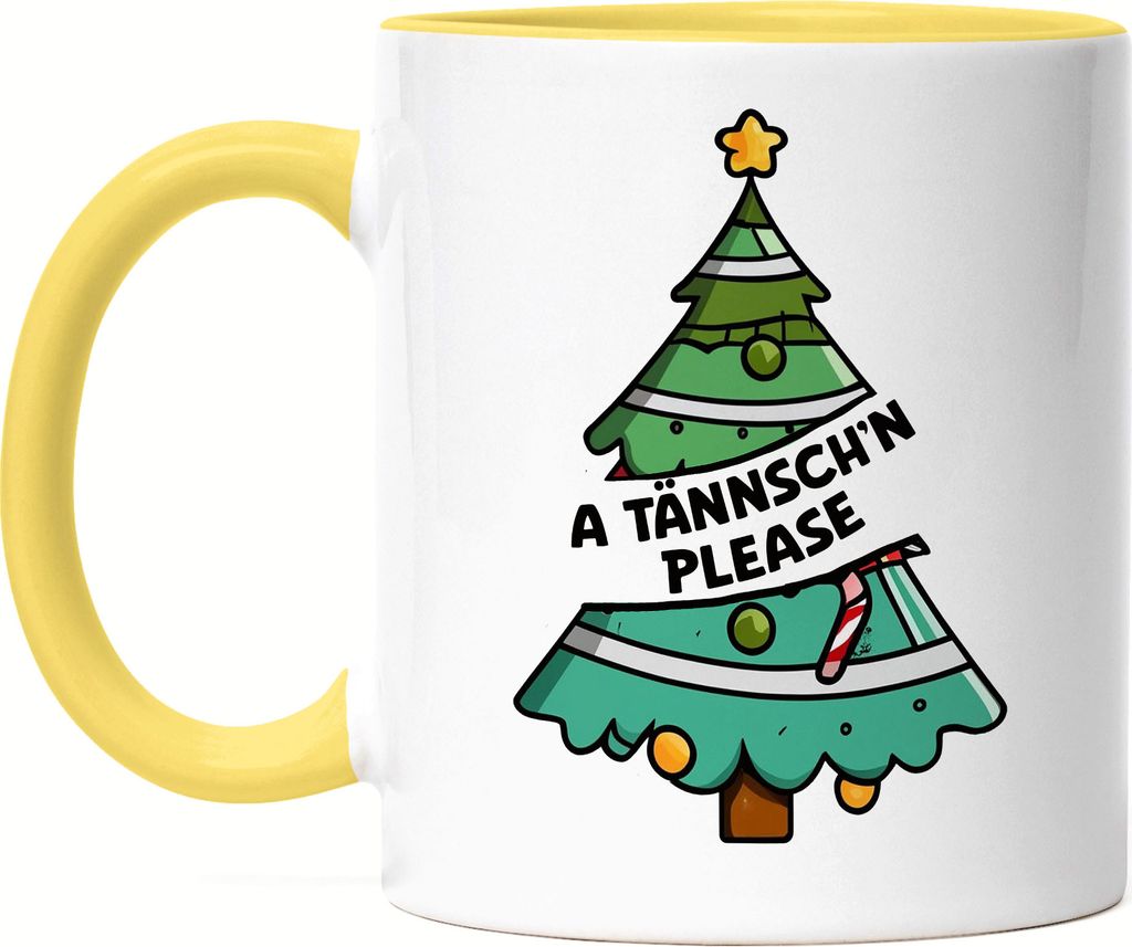 A Tännsch'n Please Tasse Gelb Sachsen Spruch Weihnachten Witz Fun