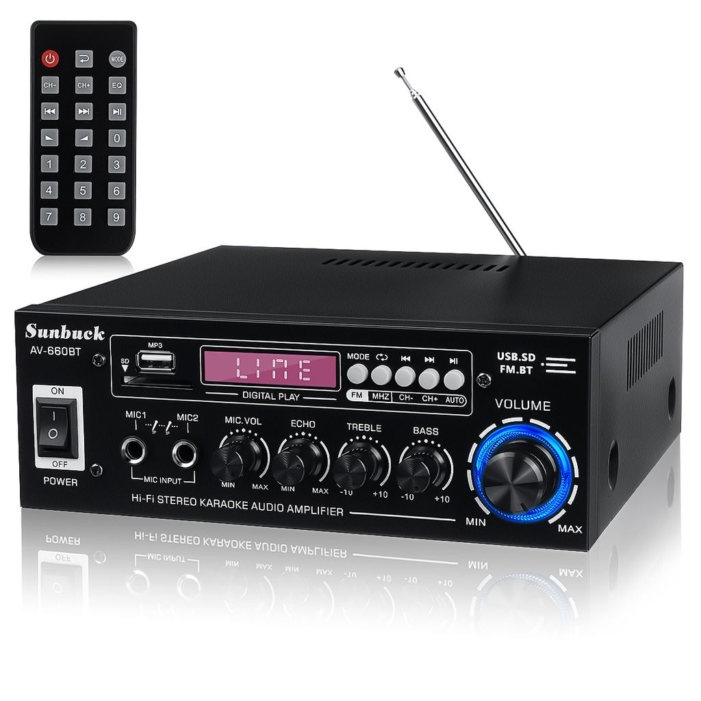 800W Bluetooth 5.0 Verstärker Vollverstärker HiFi Stereo Amplifier Digital FM 