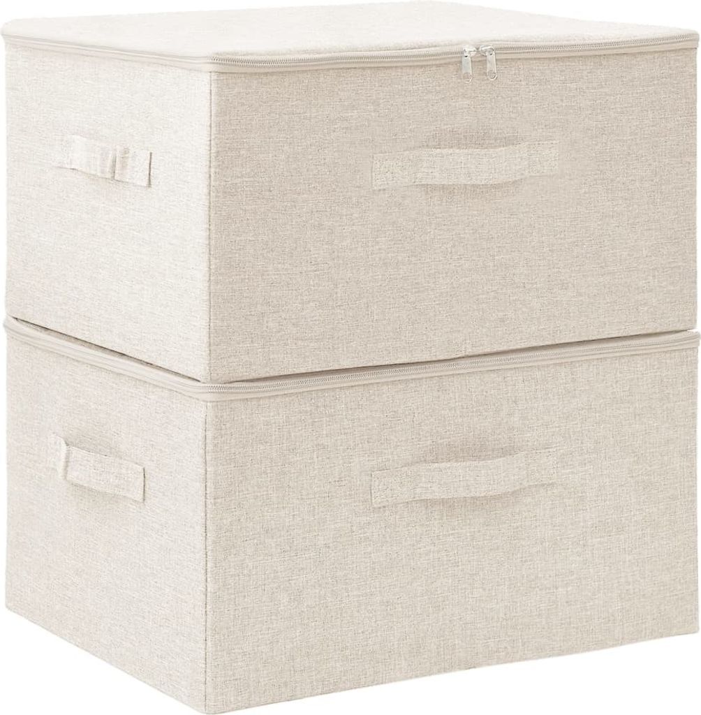 Aufbewahrungsboxen 2 Stk. Stoff 43x34x23 cm Creme Produktbild 