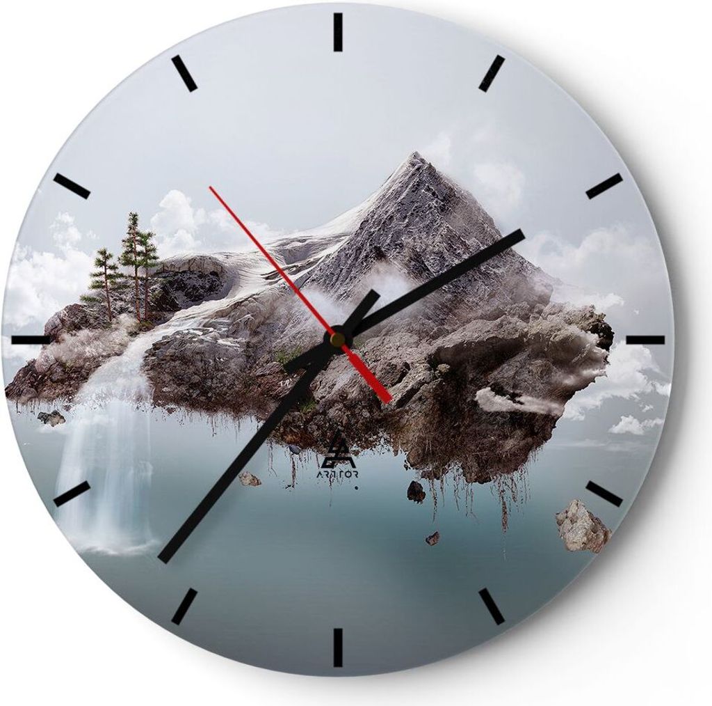 Wanduhr - Rund - Glasuhr - Umwelt Natur - 40x40cm - Schleichendes Uhrwerk - Lautlos - zum Aufhängen bereit - Dekoration Modern - Wanddekoration au...