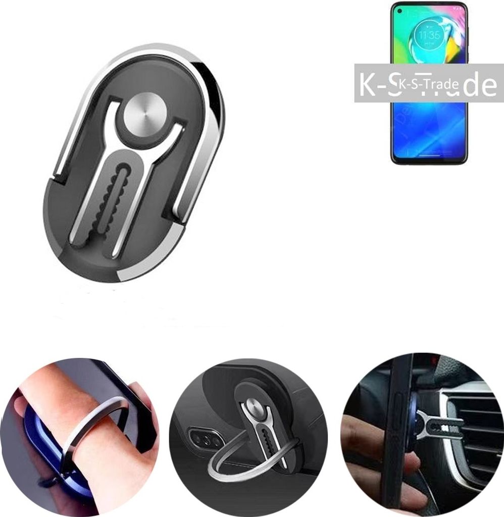 K-S-Trade 3in1 Smartphone-Ring Handy-Ring kompatibel mit TP-LINK Neffos Y50 Fingerhalterung Handyring Tischständer Lüftungsgitter-Halterung Tisch