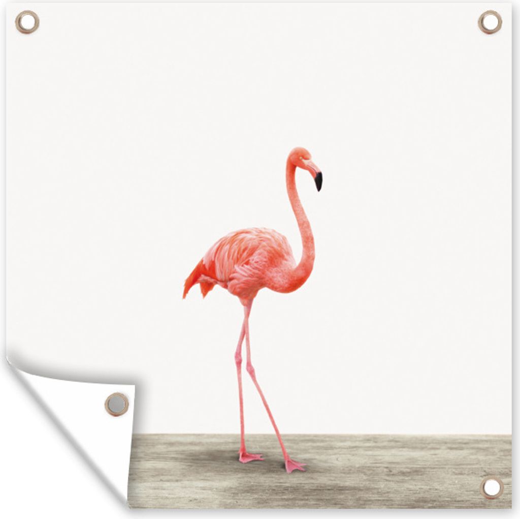 MuchoWow 100x100 cm Outdoor-Poster Gartendeko Sichtschutz Garten Poster für den Garten Tiere - Flamingo - Rosa