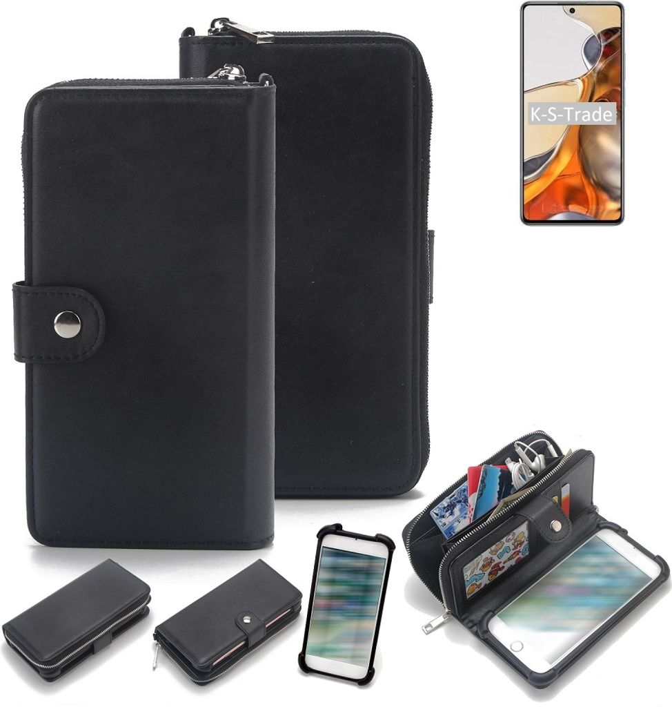 K-S-Trade 2in1 Handyhülle Schutzhülle kompatibel mit Xiaomi 11T & Portemonnee Cover Handy Hülle Case Etui Geldbörse Wallet Bookstyle Hülle
