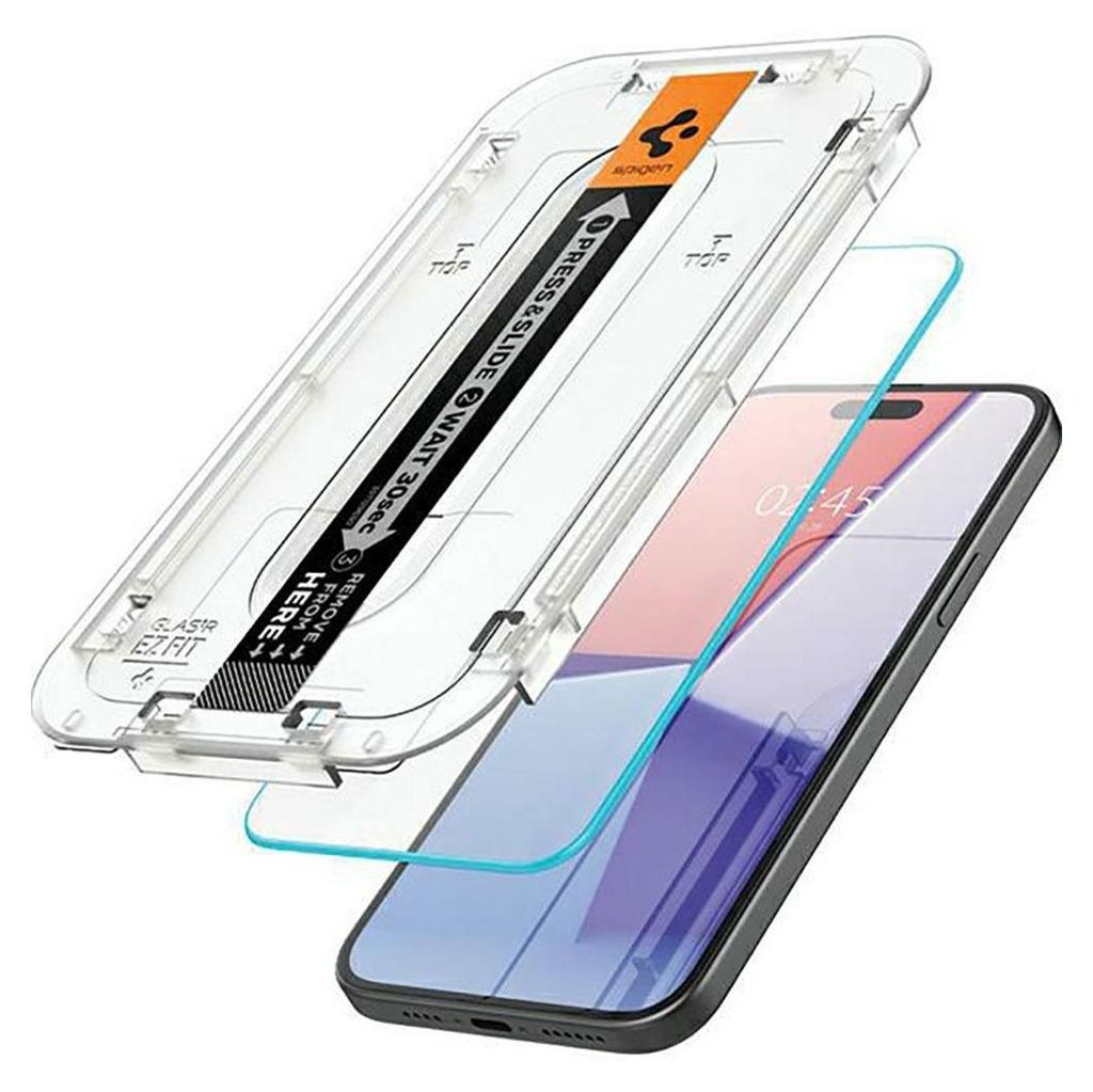 Spigen EZ FIT GLAS.tR, Apple, iPhone 15 Pro, Przezroczysty, Zdjęcie produktu 