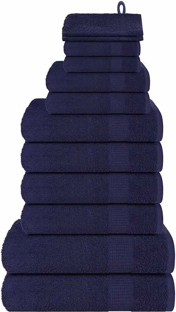 Set Bagno 12 Pezzi Best Möbel Cotone Blu Navy | Morbidezza Naturale