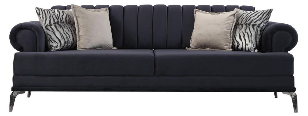 Exklusive 3-Sitzer Sofa Modern Holz Wohnzimmer Möbel farbe Blau Luxus