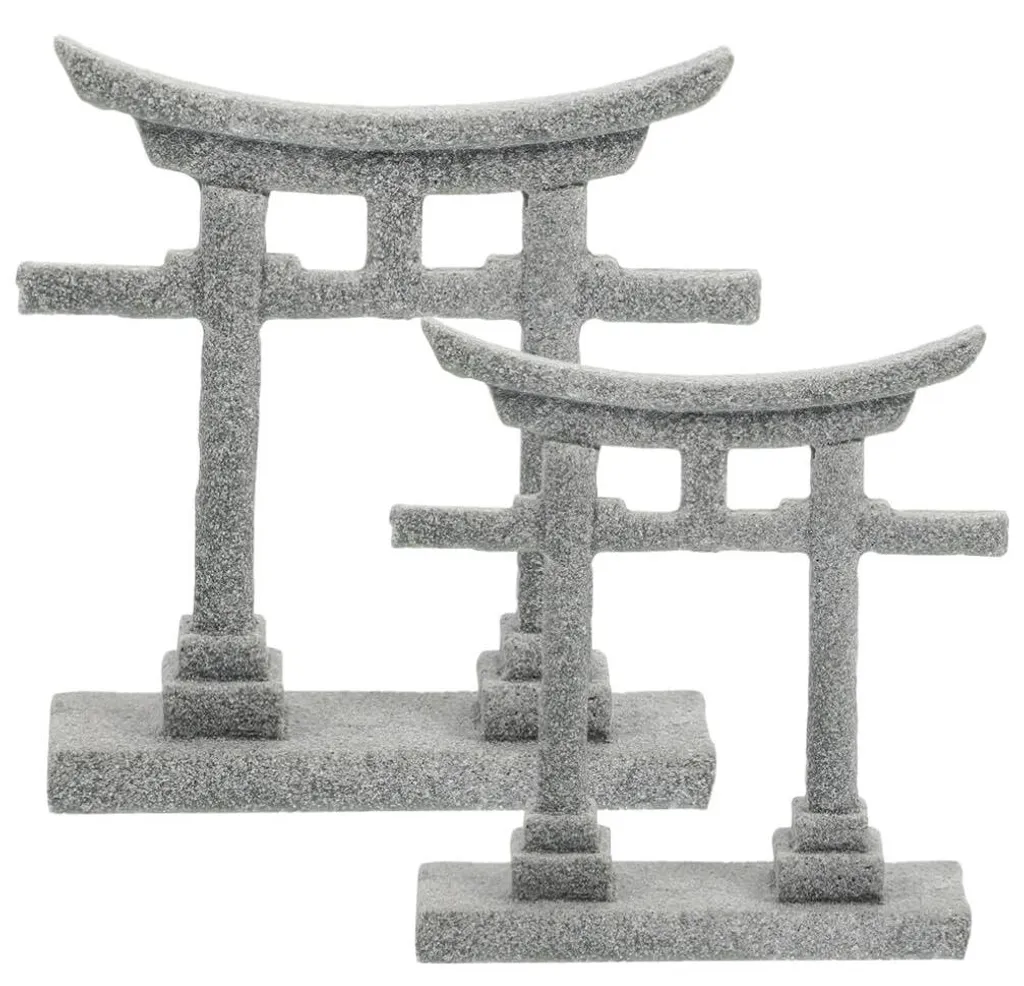 Statue pagode asiatique miniature en grès pour décor aquarium et bassin